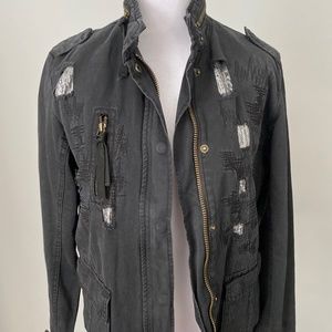 Black cotton moto jacket